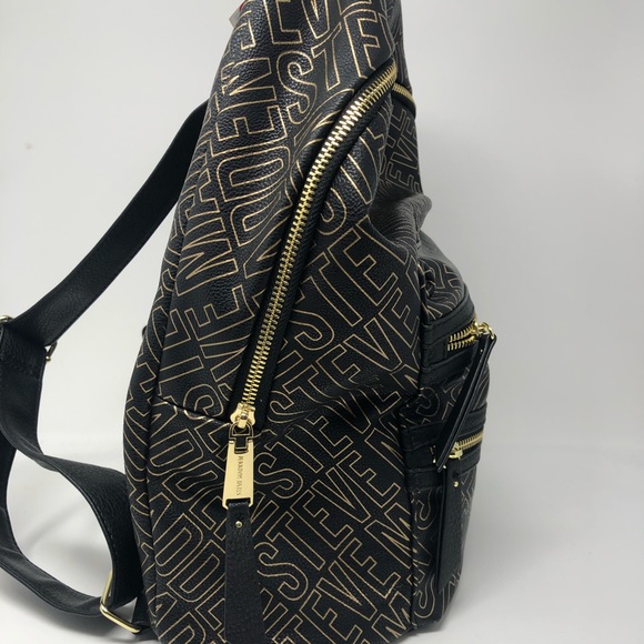 Steve Madden Large Black and Gold Backpack - Picture 2 of 6
